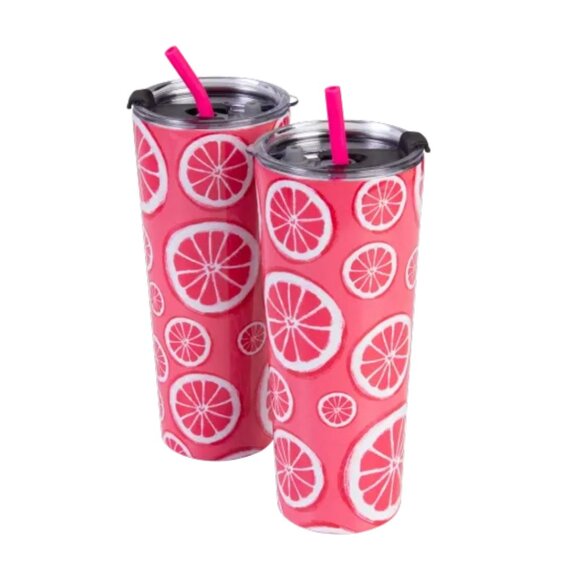 NEW 2-Pack: Cambridge 24 oz Insulated Tumblers with Straw - Picture 1 of 4